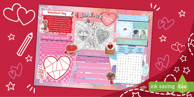 Valentine's Day Activity Mat (Ages 7 - 11) (teacher made)