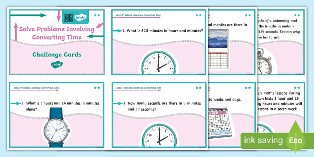 Solve Problems Involving Converting Time Challenge Cards
