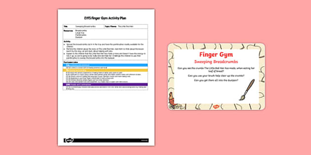 Eyfs Sweeping Breadcrumbs Finger Gym Plan And Prompt Card Pack