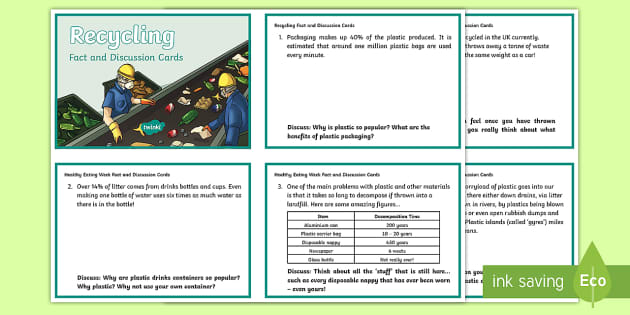 KS2 Recycling Fact and Discussion Cards - Twinkl