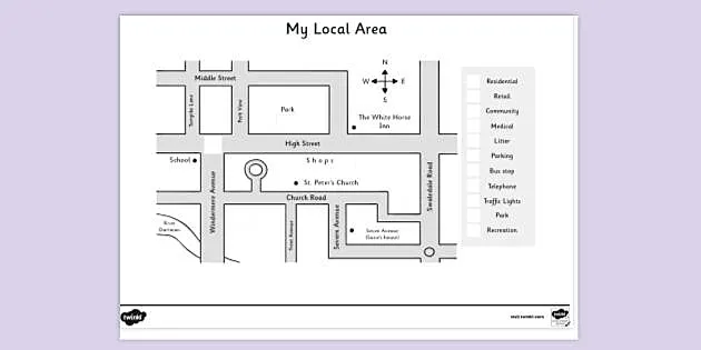 Local Map Of My Area Free! - My Local Area Map Neat Colouring Sheet