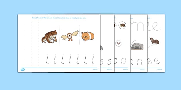 Nocturnal Animals Pencil Control Worksheets (teacher made)