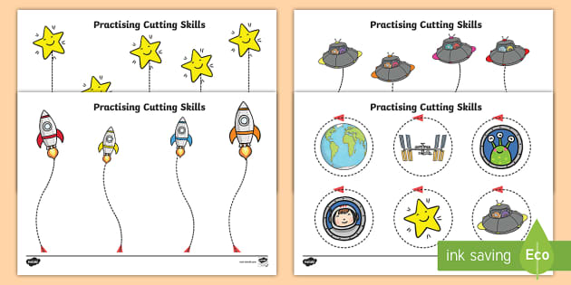 Space-Themed Scissor Skills Worksheet Pack - Fine Motor Skills