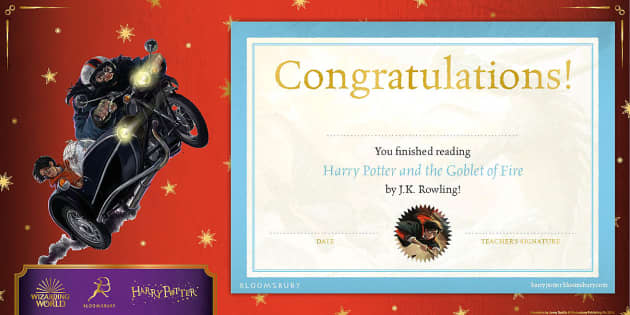 FREE Harry Potter and the Goblet of Fire Certificate