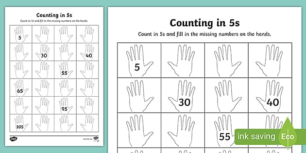Counting in 5s Hands Worksheet / Worksheet (Teacher Made)
