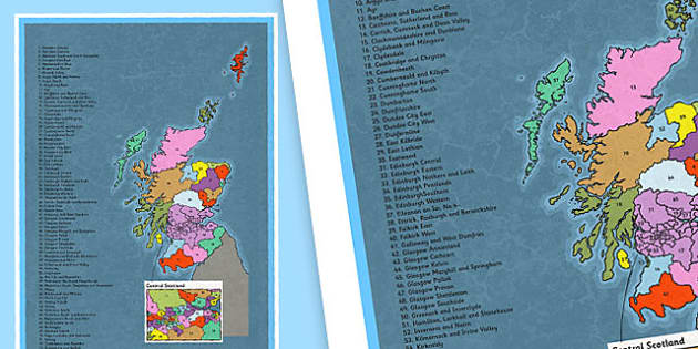 Scottish Parliament Elections Constituency Map Poster