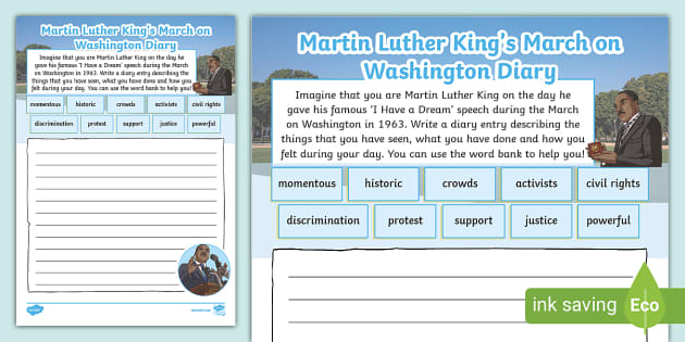 Martin Luther King's March on Washington Diary Template