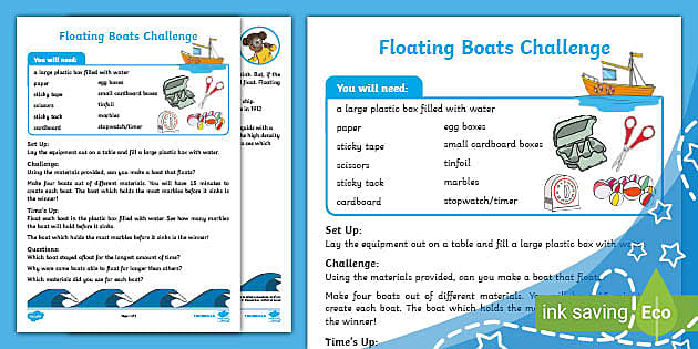 Floating Boats Challenge Craft Instructions (teacher Made)