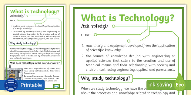 what-is-technology-definition-a4-display-poster-twinkl