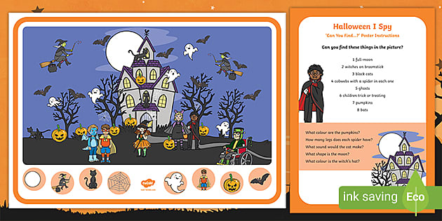 Halloween Can You Find Poster and Prompt Card Pack - Twinkl