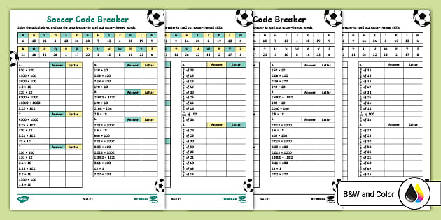 Soccer Stats - Mixed Operation Problem Solving Worksheets