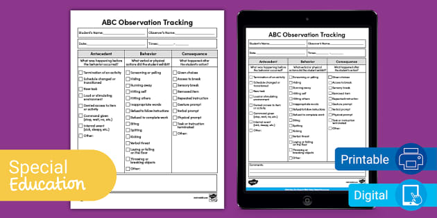 Abc Observation Tracking Form For Special Education Twinkl 2459