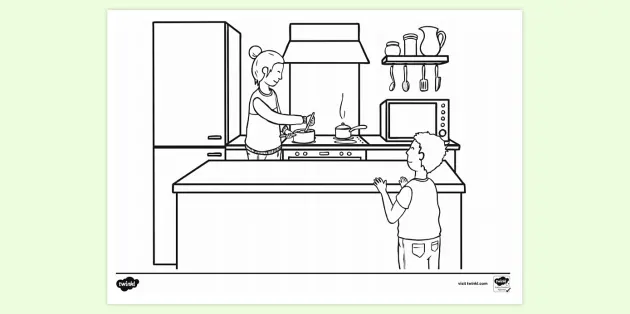 Kitchen Colouring Page Colouring Sheets
