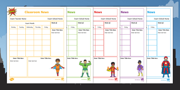 Superhero Editable Classroom Newsletters (Teacher-Made)