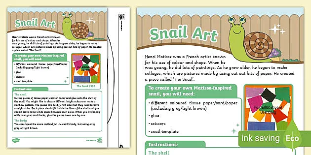 Snail Art Activity And Instructions Teacher Made