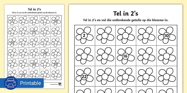 Tel in 2's Blomme Aktiwiteitsblad (teacher made) - Twinkl