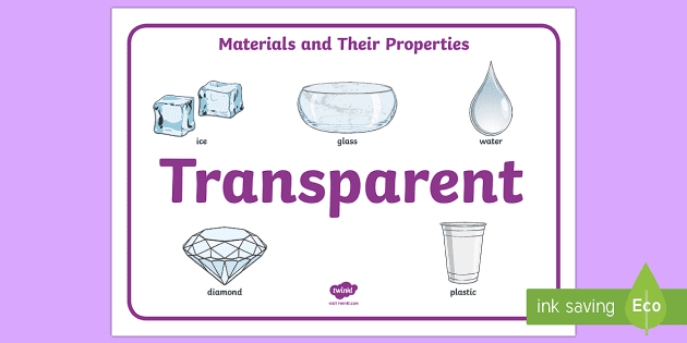 Materials And Their Properties Transparent Materials Word Mat