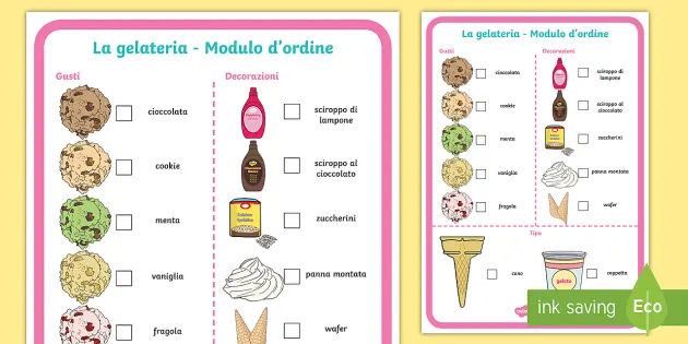 La gelateria modulo d'ordine Poster (l'insegnante ha fatto)