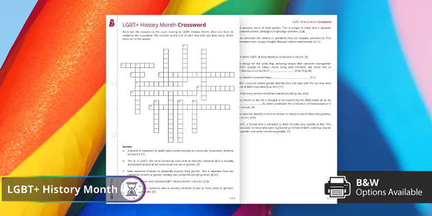 LGBT  History Month Crossword Secondary Resources Beyond