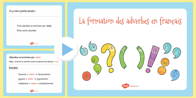 La Formation Des Adverbes En Français (l'enseignant A Fait)