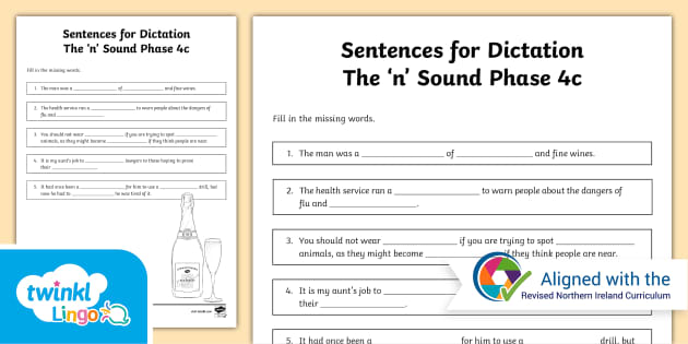 Linguistic Phonics Phase 4c N Dictation Sentences Teacher Worksheet 0263