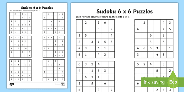 year 6 sudoku 6 x 6 worksheet teacher made