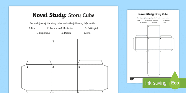 Novel Study Story Cube Worksheet - CfE reading comprehension
