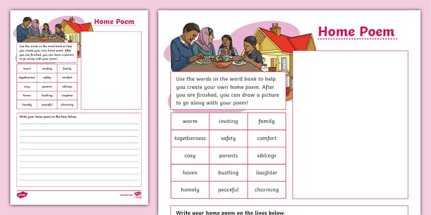 Home Poem Writing Template (Hecho por educadores) - Twinkl