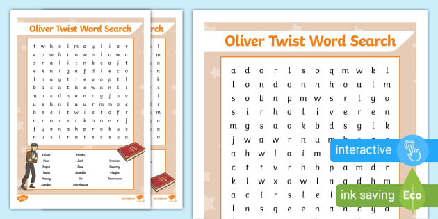 Oliver Twist Word Search (l insegnante ha fatto) Twinkl