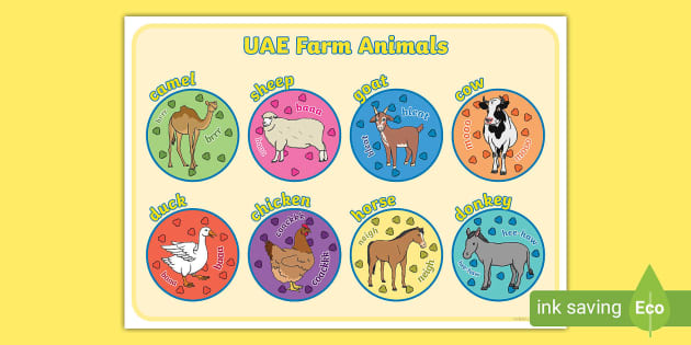 UAE Farm Animals Poster (Hecho Por Educadores) - Twinkl