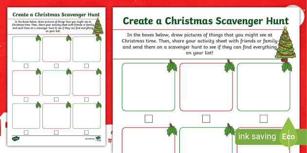 Create a Christmas Scavenger Hunt Activity Sheet - Twinkl