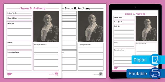 All About Susan B. Anthony Research And Write Activity