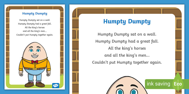 Humpty Dumpty sat on a wall; '. Nursery Rhymes, with pictures by