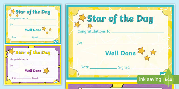 Star Of The Day Certificate (teacher Made) - Twinkl