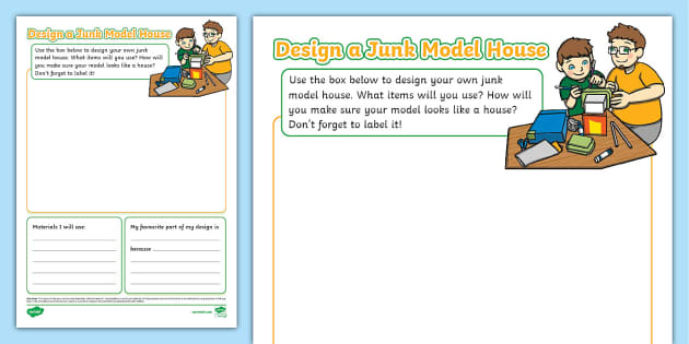 Design a Junk Model House Worksheet (Teacher-Made) - Twinkl