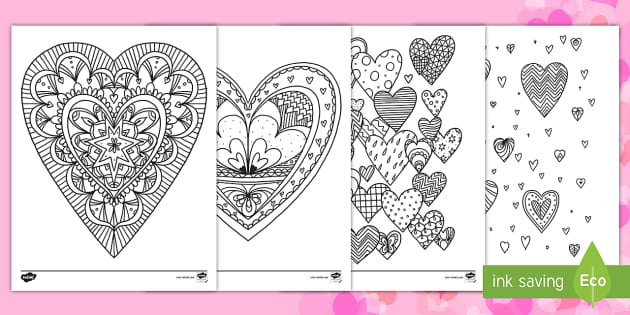 Hearts Mindfulness Coloring Sheets