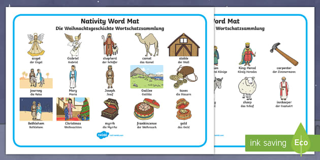 Nativity Word Mat English/German (teacher Made) - Twinkl