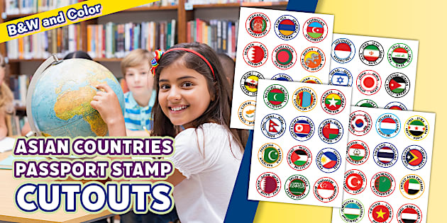 Asian Countries Passport Stamp Cutouts