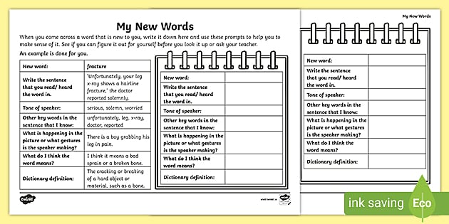 My new words worksheet teacher made 