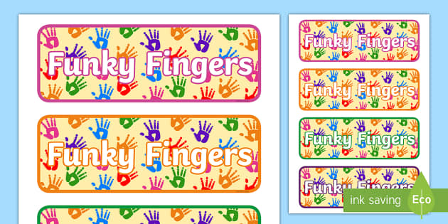 👉 Funky Fingers Drawer Peg Labels - Funky Fingers Display Poster 4xA4