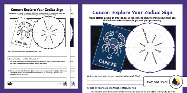 Cancer Explore Your Zodiac Sign Activity for 3rd 5th Grade