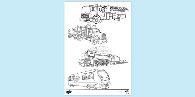 FREE! - Colouring Page Trucks And Trains | Colouring Sheets