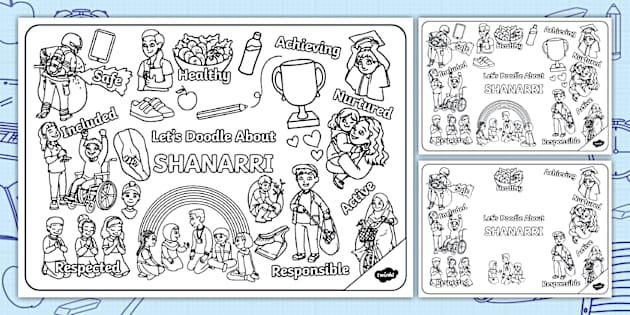 Let's Doodle About SHANARRI Colouring Page (teacher made)