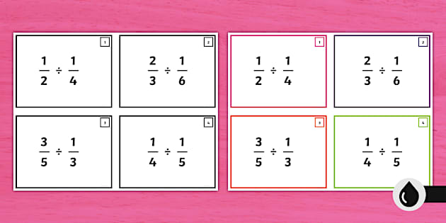 Dividing Fractions by Unit Fractions Task Cards - Twinkl