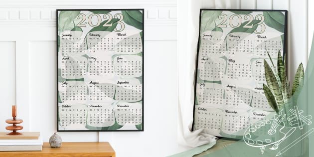 Botanical-Themed 2023 Wall Calendar Poster (teacher Made)