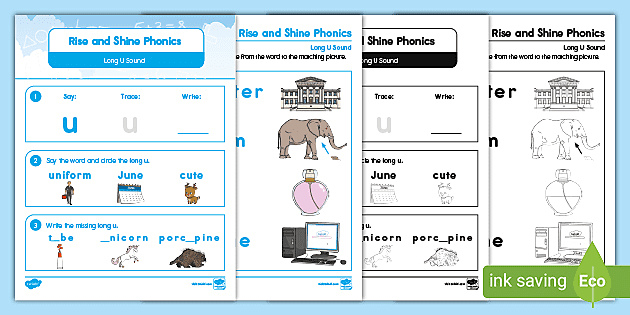 rise and shine phonics long u sound activity teacher made