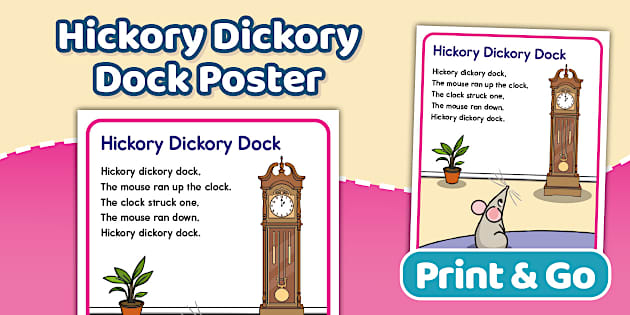 Hickory Dickory Dock Nursery Rhyme Poster