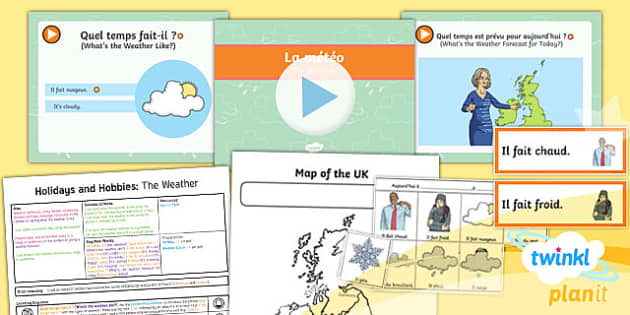 French weather phrases - Holidays and Hobbies: Lesson Pack 2