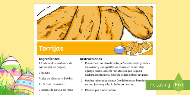 Receta: Torrijas - Semana Santa (Teacher-Made) - Twinkl