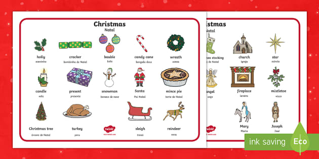 Christmas Word Mat English/Portuguese (Teacher-Made)